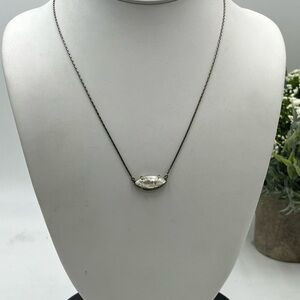 Kendra Scott Meghan Pendant Crackle White‎ Ivory Pearl Antique Silver Necklace